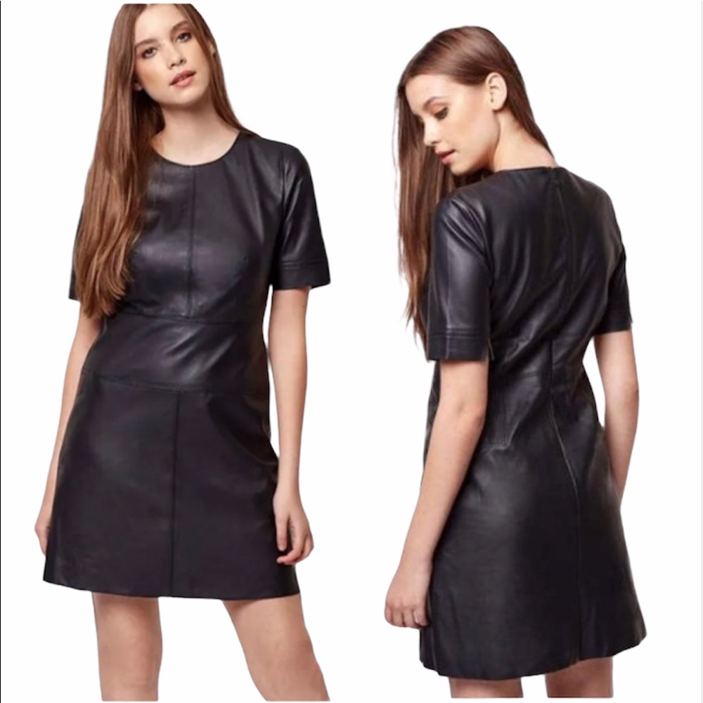 TOPSHOP Vegan Leather Sheath Dress Black S/S 4